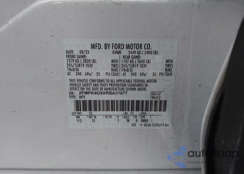 2024 Ford Edge Se из США, поврежденный, VIN 2FMPK4G9XRBA31977